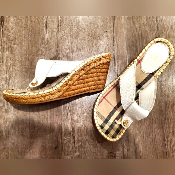 Burberry- Nova Check Thong Espadrille (White) - Picture 1 of 16